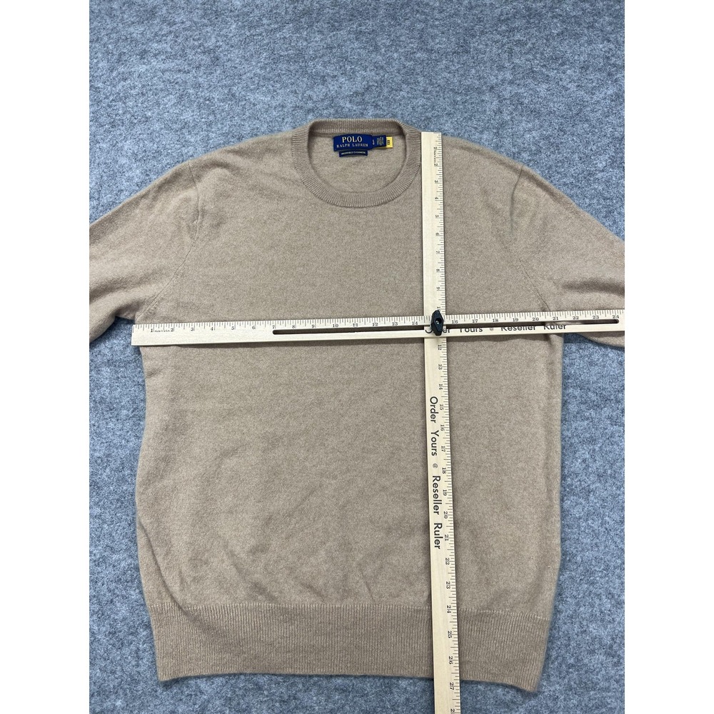 Polo Ralph Lauren Sweater Mens Large Beige Washable Cashmere Crew Neck Pullover - Picture 4 of 7